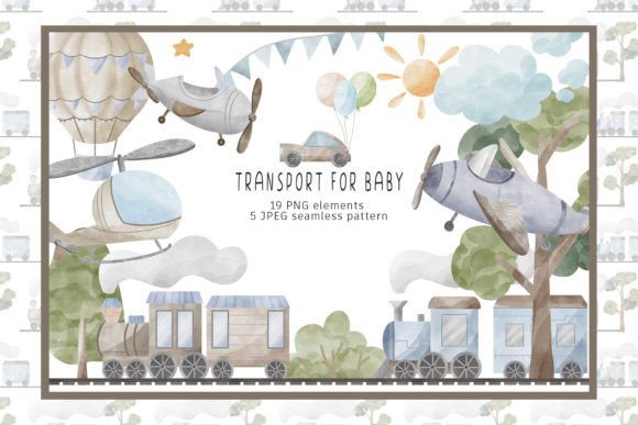 Download Watercolor Transport for Baby Clipart - Transport Collection