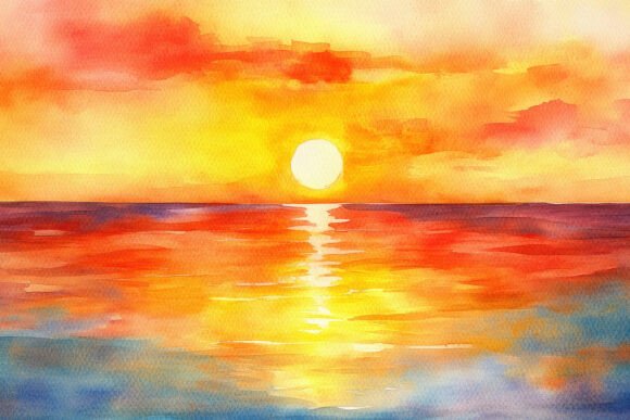 Download Sunset Watercolor Painting Background Wa - Sunset Collection