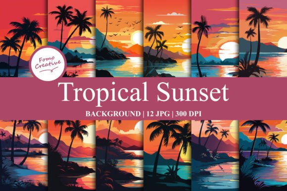 Download Tropical Sunset Background - Premium Bundle