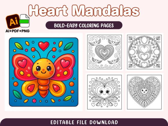 Download Heart Mandalas Intricate Coloring Pages - Premium Bundle