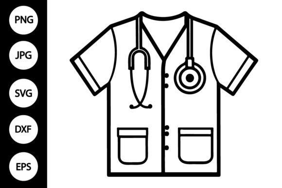 Download Outline Scrub Shirt with Stethoscope SVG - Scrub Collection
