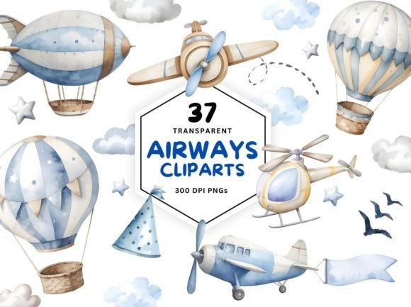 Download Air Transport Watercolor Clipart PNG - Transport Collection
