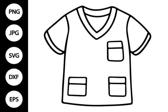 Download Outline Scrub Shirt SVG, Coloring Page - Scrub Collection
